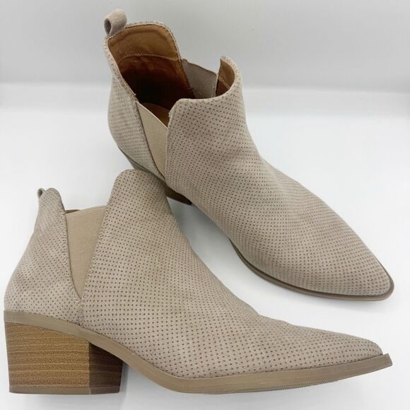 Universal Thread Shoes - Universal Threads Bootie Ankle Boots Women 10 Heels Vegan Pointy Western Taupe